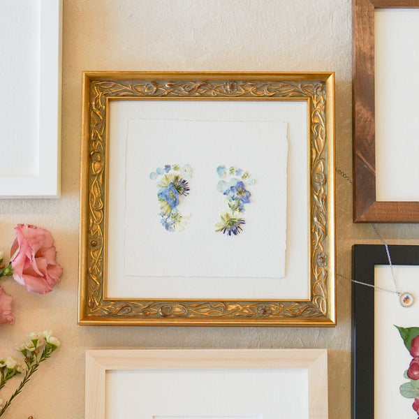 Custom Footprint Frame - Pressed Floral Wedding Bouquet Preservation