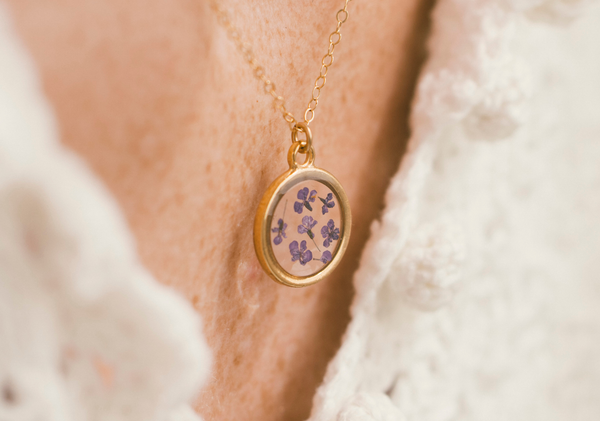 Birth Flower Necklace - Pressed Floral Wedding Bouquet Preservation