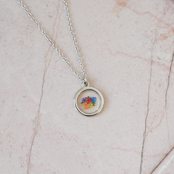 Rainbow Baby Necklace - Pressed Floral Wedding Bouquet Preservation