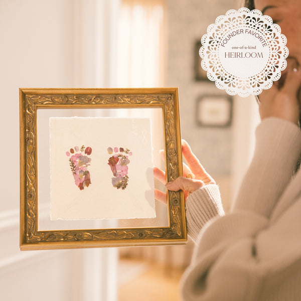 Custom Footprint Frame - Pressed Floral Wedding Bouquet Preservation