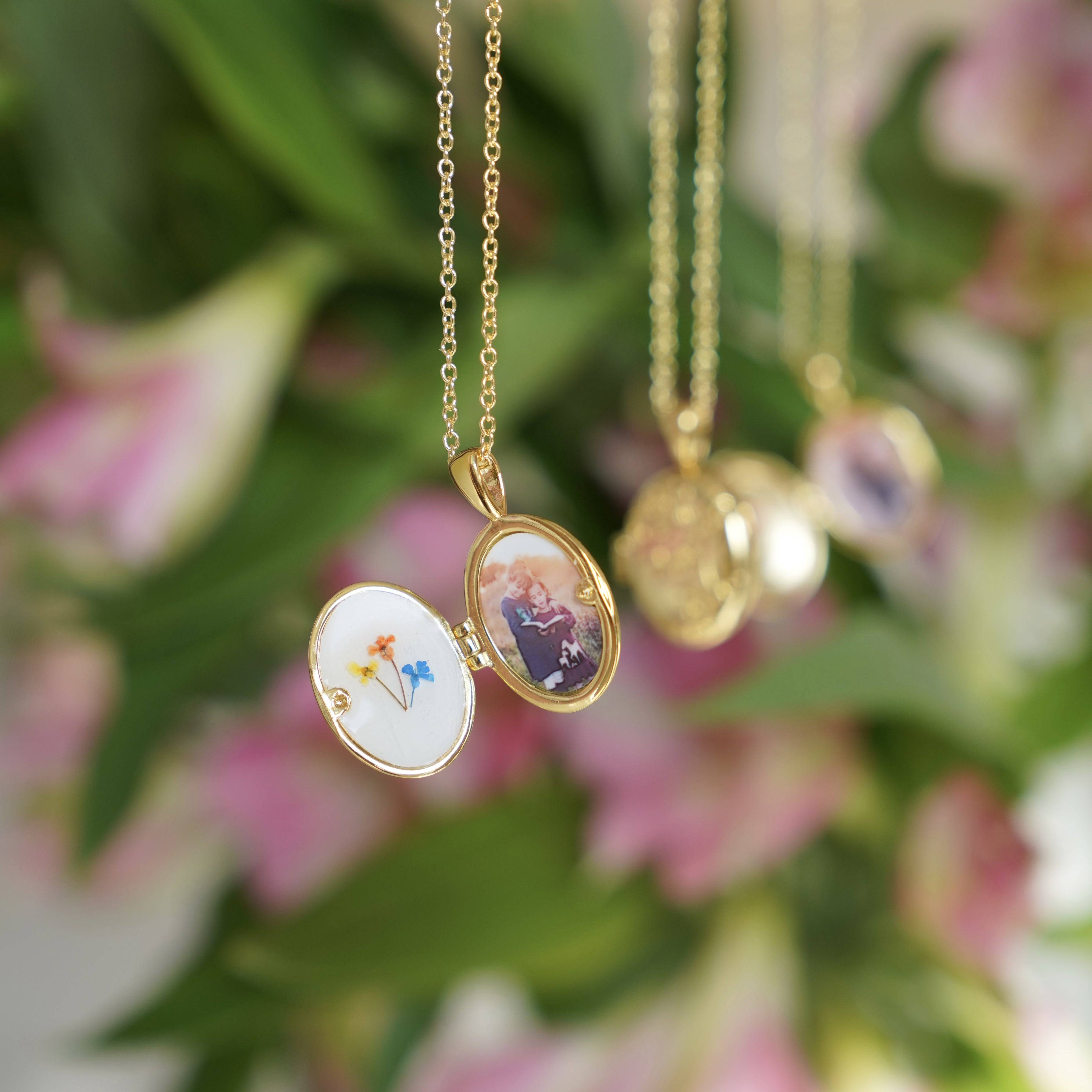 Birth Flower Locket Pressed Floral