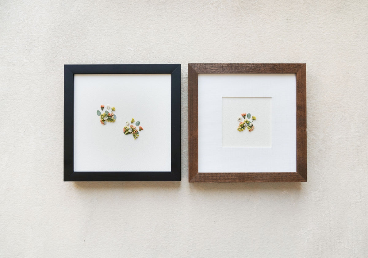 Custom Paw Print Frame - Pressed Floral Wedding Bouquet Preservation