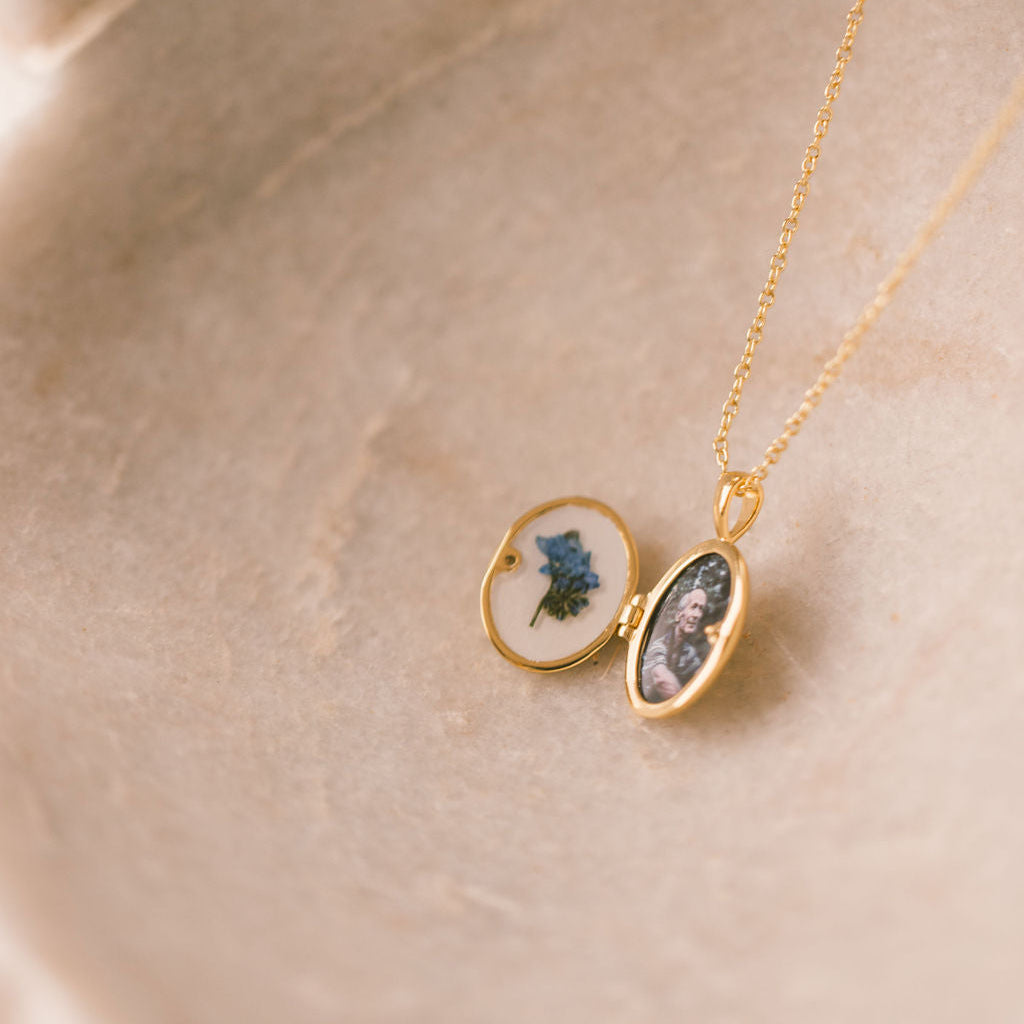 Pressed Floral Locket with Pressed Flowers