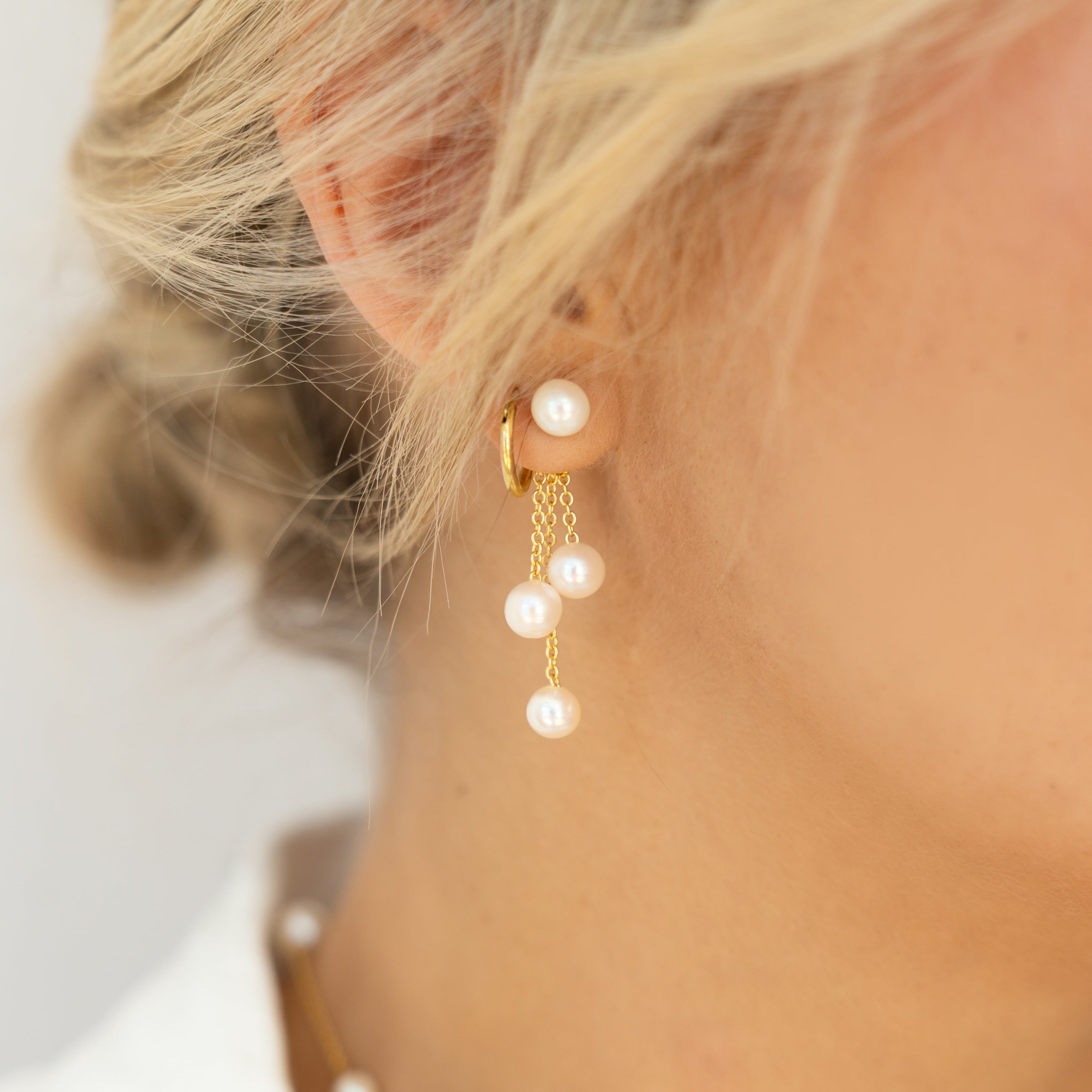 Triple Drop Pearl Earrings – Pressed Floral