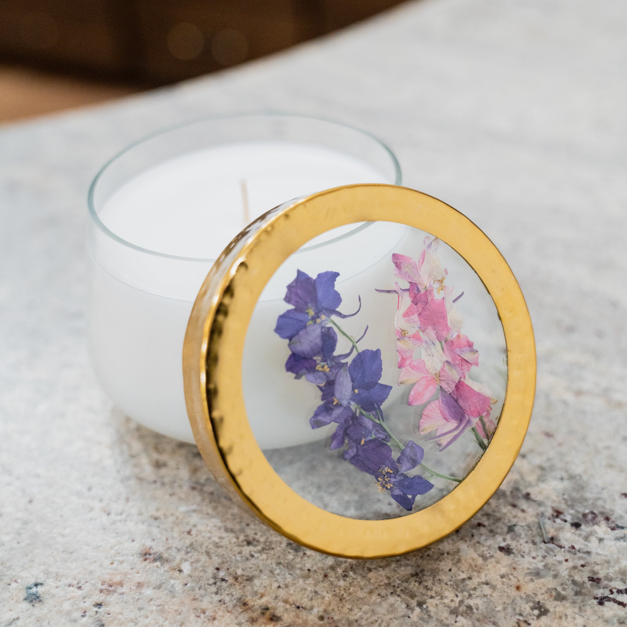 Medium Pressed Floral Candle - Pressed Floral