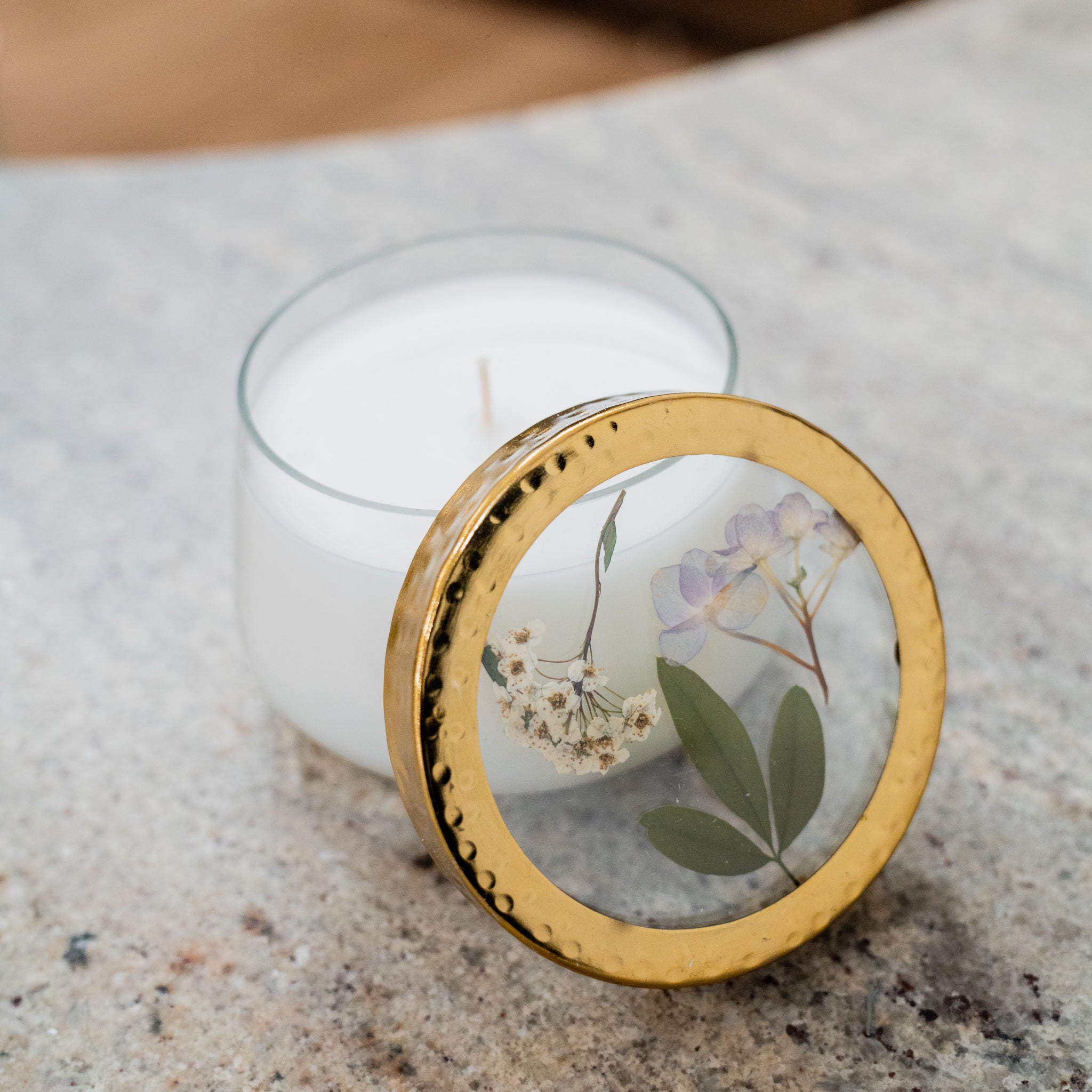 Medium Pressed Floral Candle - Pressed Floral