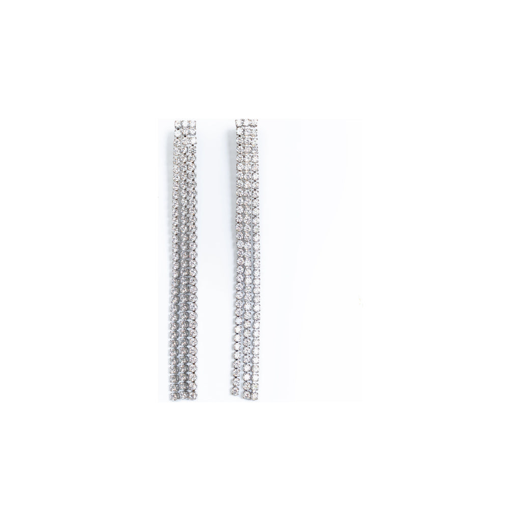White Smoke Triple Strand Diamond Earrings