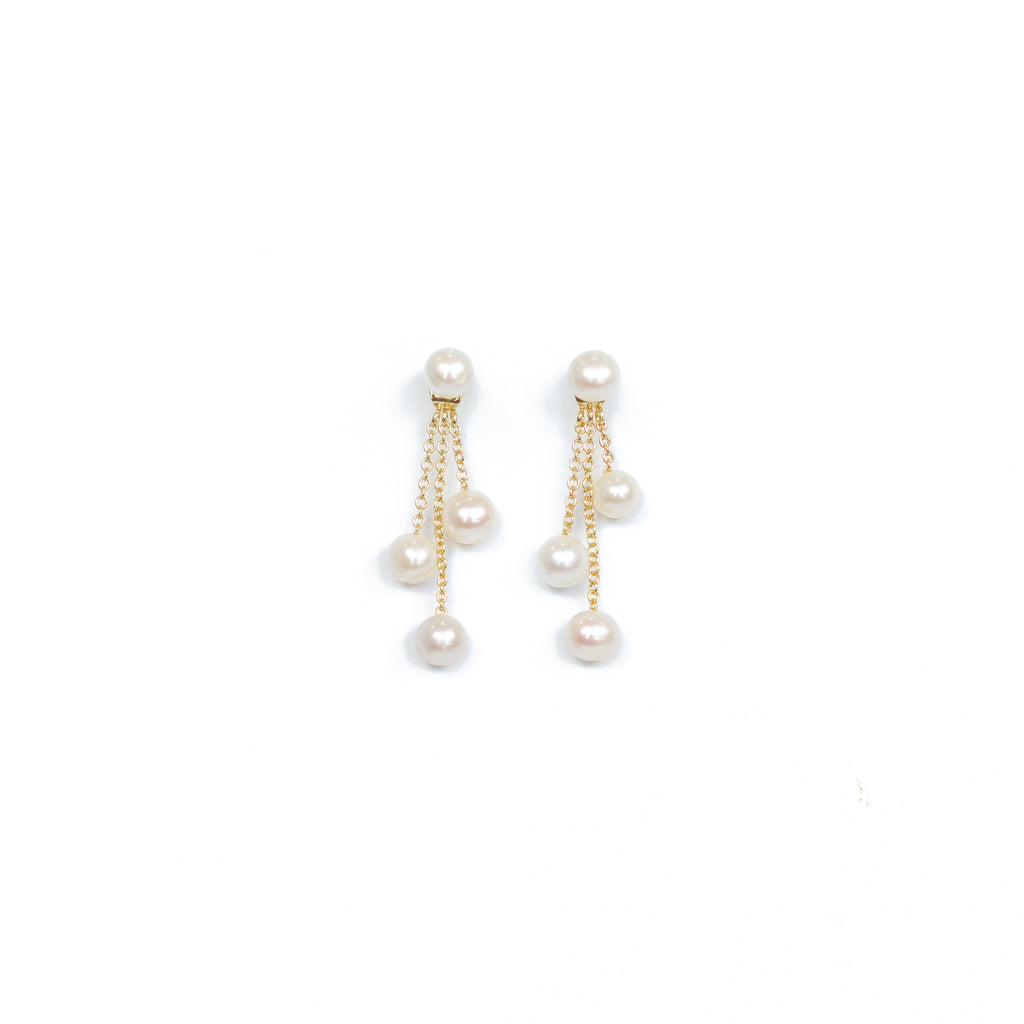 Antique White Triple Drop Pearl Earrings