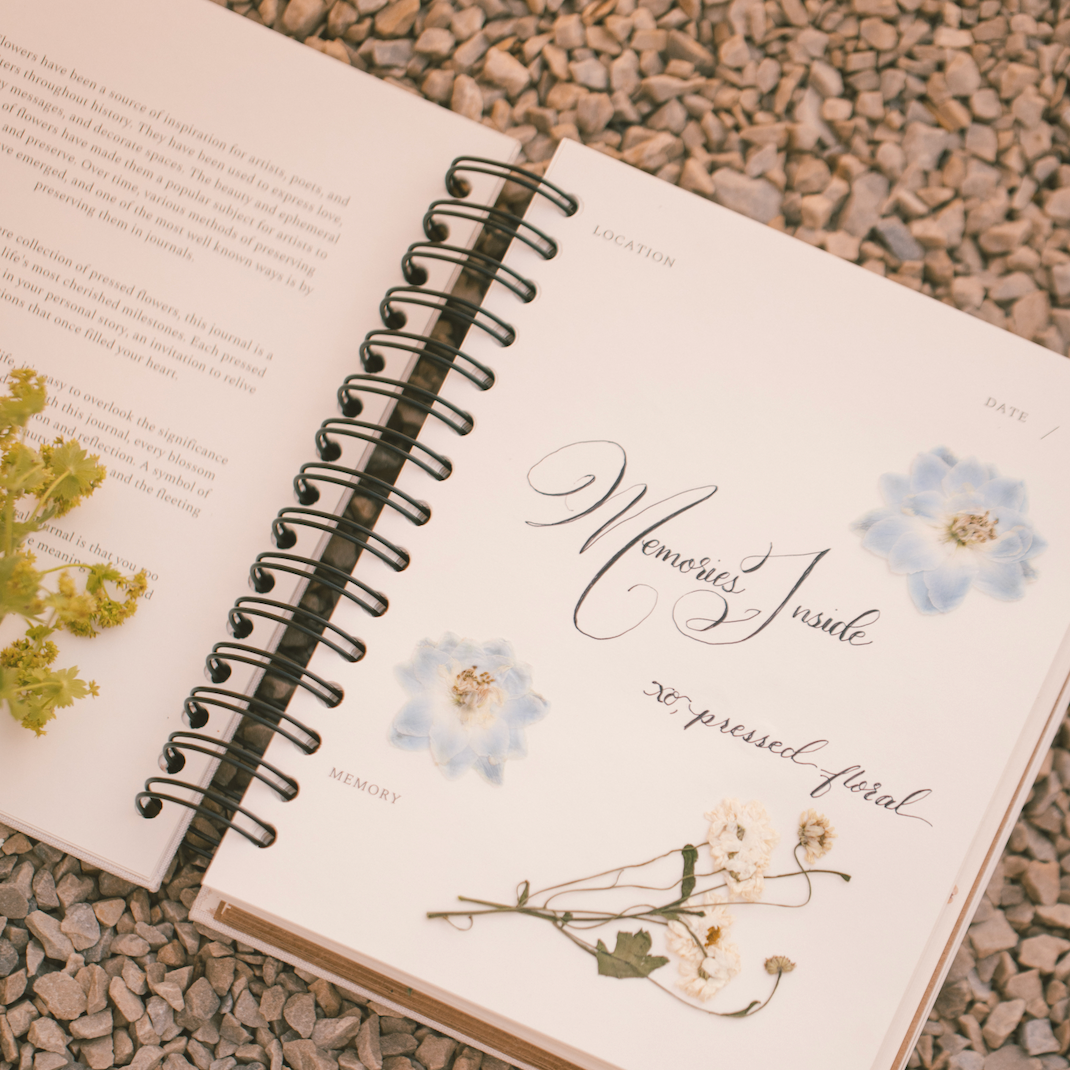 Light Gray Pressed Floral Journal