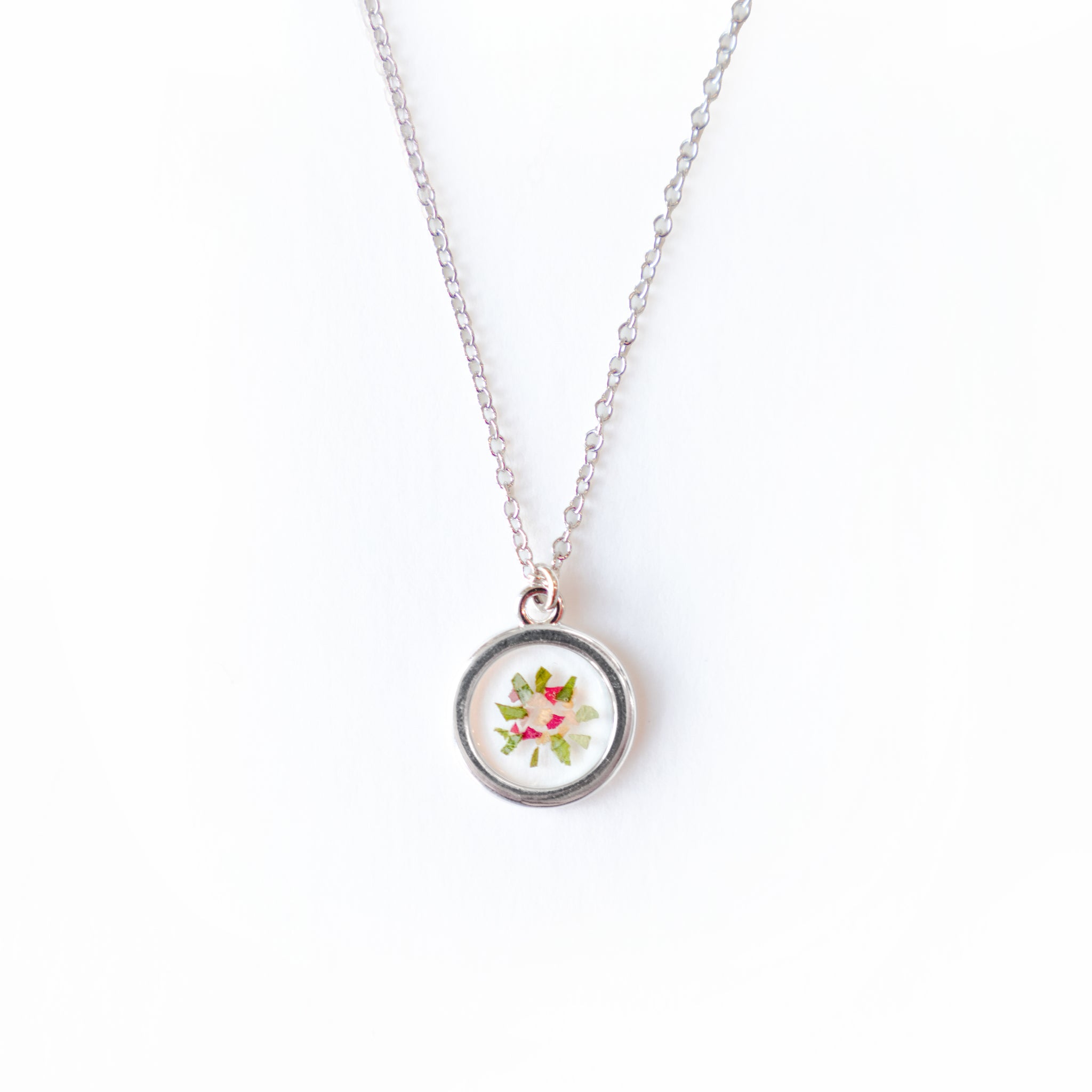  Silver Pressed Floral Necklace - made with sentimental petals from your event